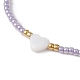 Bracelets de perles tressées en coquillage naturel et graines de verre en forme de cœur BJEW-JB09922-02-3