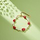 3d lampwork fraise et perle de coquillages bracelet pour femme BJEW-TA00174-2