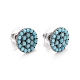 Bohemian Synthetic Turquoise Flat Round Stud Earrings EJEW-H085-06B-1