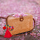 Chgcraft pompon breloque de sac pom pom polyester pendentif décoration avec perles en bois gland fermoirs pivotants breloques pour porte-clés sac à main sac à dos ornement KEYC-WH0032-38-4