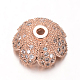Bouchons de perles de zircone cubique en laiton micro-pavé écologique à fleurs multi-pétales X-ZIRC-M098-02RG-FF-1