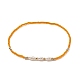 7 pièces 7 couleurs perles naturelles et graines de verre et bracelets de cheville extensibles perlés en laiton pour femmes AJEW-AN00529-4