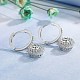 Flat Round Cubic Zirconia Dangle Hoop Earrings for Girl Women EJEW-BB46439-A-3