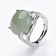 調整可能な天然の緑のアベンチュリン指輪  真鍮パーツ  usサイズ7 1/4(17.5mm)  宝石：16mm X-RJEW-F075-01K-4