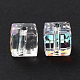 Perles de verre à facettes carrées transparentes GLAA-C013-02-2