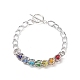 Glass Wrapped Link Bracelets with Aluminium Twisted Curb Chains for Women BJEW-TA00112-1