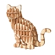 男の子と女の子向けの猫 DIY 木製組み立て動物おもちゃキット  子供のための3dパズルモデル  子供の知性のおもちゃ  小麦  25.5x17.5cm WOCR-PW0007-04-1