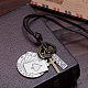 Adjustable Men's Zinc Alloy Pendant and Leather Cord Lariat Necklaces NJEW-BB16019-B-8