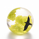 透明エポキシ樹脂ビーズ  中にプラスチックのカモメがいる  片穴  ラウンド  緑黄  20mm  穴：1mm RESI-N024-001D-3