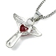 Cubic Zirconia Fairy with Heart Pendant Necklace with Box Chains NJEW-C004-01E-3