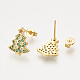 Ciondoli in ottone con zirconi cubici e orecchini a bottone e anelli regolabili set di gioielli SJEW-S043-03-5