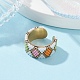 304 Stainless Steel Open Cuff Ring with Glass Seed Beaded RJEW-MZ00014-03-4