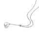 TINYSAND 925 Sterling Silver White Round Pearl Pendant Necklaces TS-N311-S-3