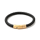 Leather Braided Cord Bracelet with 304 Stainless Steel Clasp for Men Women BJEW-C021-15-2