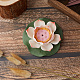 Gorgecraft porte-encens lotus rouge orange brûleurs d'encens en porcelaine maison bureau salon de thé fournitures bouddhistes zen porte-bâton en céramique avec feuille de lotus pour décor de studio de yoga méditation AJEW-WH0314-99A-02-3