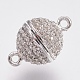 Eco-Friendly Brass Micro Pave Cubic Zirconia Magnetic Clasps with Loops ZIRC-F083-110-RS-2