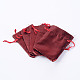 レクタングル布地バッグ  巾着付き  暗赤色  9x6.5cm ABAG-UK0003-9x7-03-2