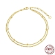 925 bracelet de cheville en chaîne torsadée double épaisseur en argent sterling avec perles pour femme AJEW-F162-005G-1