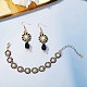 Set di orecchini pendenti piatti rotondi intrecciati con perle di conchiglia e semi di vetro e braccialetti di perline SJEW-SW00007-5
