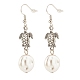Boucles d'oreilles plates rondes en perles de plastique ABS EJEW-JE04891-4