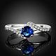 Laiton argenté zircone cubique ovale bagues anneaux de mariage RJEW-BB06142-8B-2