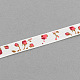 Flower Printed Polyester Grosgrain Ribbon OCOR-S011-9mm-02-2