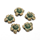 Blumenlegierung cabochons, Nickelfrei, antike Bronze & grüne Patina, 20x19x6 mm