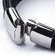 レザーコード多連ブレスレット  304のステンレス鋼マグネットクラスプ付き  ブラック  ステンレス鋼色  8-5/8インチ（220mm） BJEW-F291-04P-3