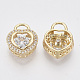 Brass Micro Pave Clear Cubic Zirconia Charms ZIRC-T011-14G-NF-2