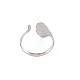 304 anillo de puño abierto de hoja de ginkgo de acero inoxidable para mujer RJEW-S405-157P-2