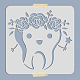 Mayjoydiy 歯のステンシル 歯の花の王冠ステンシル 歯の妖精 再利用可能なテンプレート 11.8×11.8 インチ、壁に塗るための家具工芸品、DIY 装飾フォトアルバム DIY-WH0402-007-2