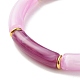 Bracelet extensible en perles de tube incurvé en acrylique bicolore BJEW-JB07971-05-4