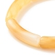 天然石風アクリル湾曲チューブビーズストレッチブレスレット  女性のための分厚いブレスレット  ゴールド  内径：2-1/8インチ（5.3cm） BJEW-JB07981-02-5