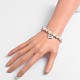 Heart Glass Pearl Round Beaded Stretch Wedding Charm Bracelets BJEW-JB01926-01-4