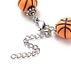 Sport Ball Theme Acrylic Round Beaded Bracelet BJEW-JB08660-02-5
