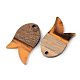 樹脂＆ウォールナットウッドペンダント  魚  オレンジ  28x18x3mm  穴：2mm RESI-S389-060B-A01-2