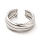 304 Stainless Steel Grooved Open Cuff Ring for Women RJEW-F131-14P-2