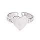 304 Stainless Steel Heart Open Cuff Ring for Women RJEW-A005-05P-2