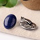 Natural Mixed Stone Oval Clip-on Earrings EJEW-J091-M-2
