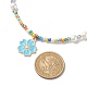 合金エナメルさくらペンダントネックレス  女性のための天然真珠とガラスビーズのネックレス  カラフル  17.80インチ（45.2cm） NJEW-JN04052-6