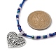 Halskette mit Herz- und Schmetterlingsanhänger aus Legierung im tibetischen Stil mit Saatperlenketten NJEW-JN04341-4