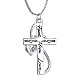 Love Heart Cross Alloy Rhinestone Pendant Necklaces NJEW-N0052-102-7