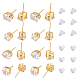BENECREAT 12 Pairs 4 Style 18K Gold Plated Cubic Zirconia Stud Earrings EJEW-BC0001-01-1