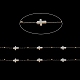 クロス天然シェルリンクチェーン  304つのステンレススチールサテライトチェーン付き  ハンダ付け  スプールで  ゴールドカラー  クロス10x7.5x3ミリメートル  約32.81フィート（10m）/ロール CHS-G028-05B-G-2