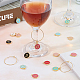 Sunnyclue 1 boîte 26 ensembles identificateurs de boisson marqueurs verre à vin breloques comprenant une lettre de l'alphabet pendentifs en alliage d'émail anneaux de breloquese en laiton anneaux de saut pour les fêtes réunion de famille DIY-SC0016-40B-5