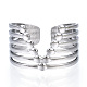 304 Stainless Steel Initial Letter V Open Cuff Ring RJEW-N040-05-2