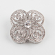 Flower Brass Micro Pave Clear Cubic Zirconia Brooches ZIRC-P003-15-1