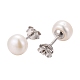 Orecchini a bottone di perle EJEW-Q701-01A-4