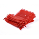 描画可能なパウチ包装赤い四角形のアクセサリー  オーガンジーギフトバッグ巾着袋  スパンコール入り  12x10cm X-T248A011-1