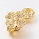 Clover Brass Micro Pave Cubic Zirconia Magnetic Clasps ZIRC-L055-15G-FF-1
